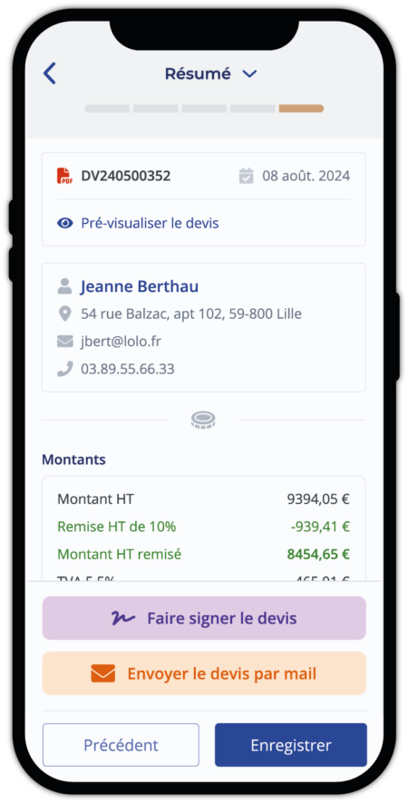 Créez vos devis facture sur smartphone / tablette