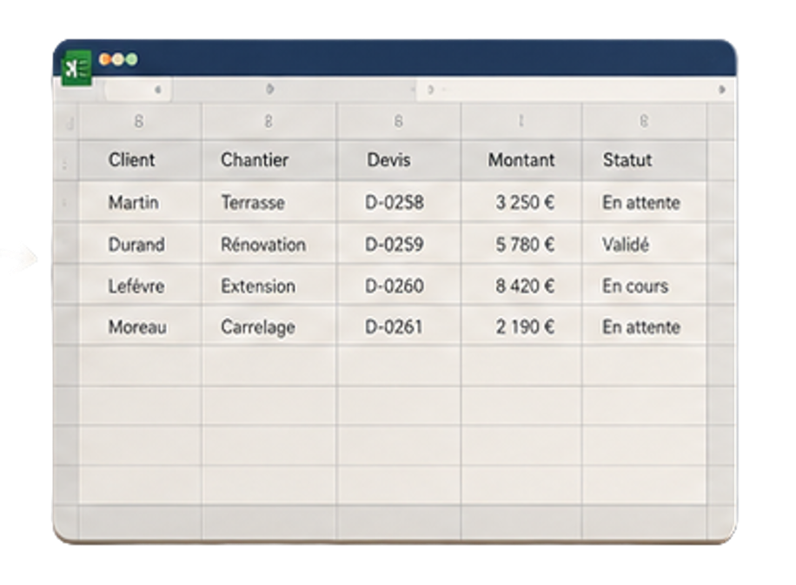 Excel a un logiciel de gestion